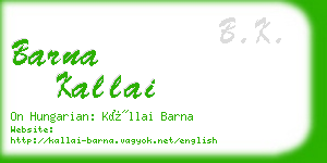 barna kallai business card